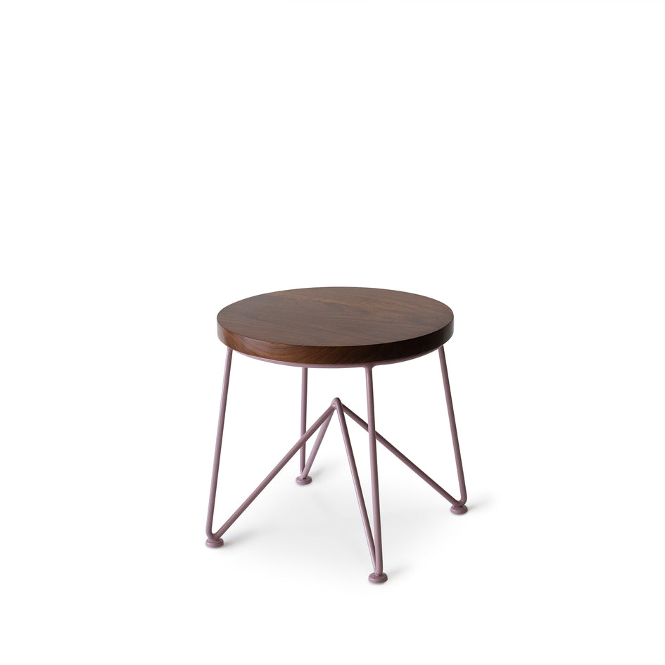 Walnut Stool with Mauve Base Image 1
