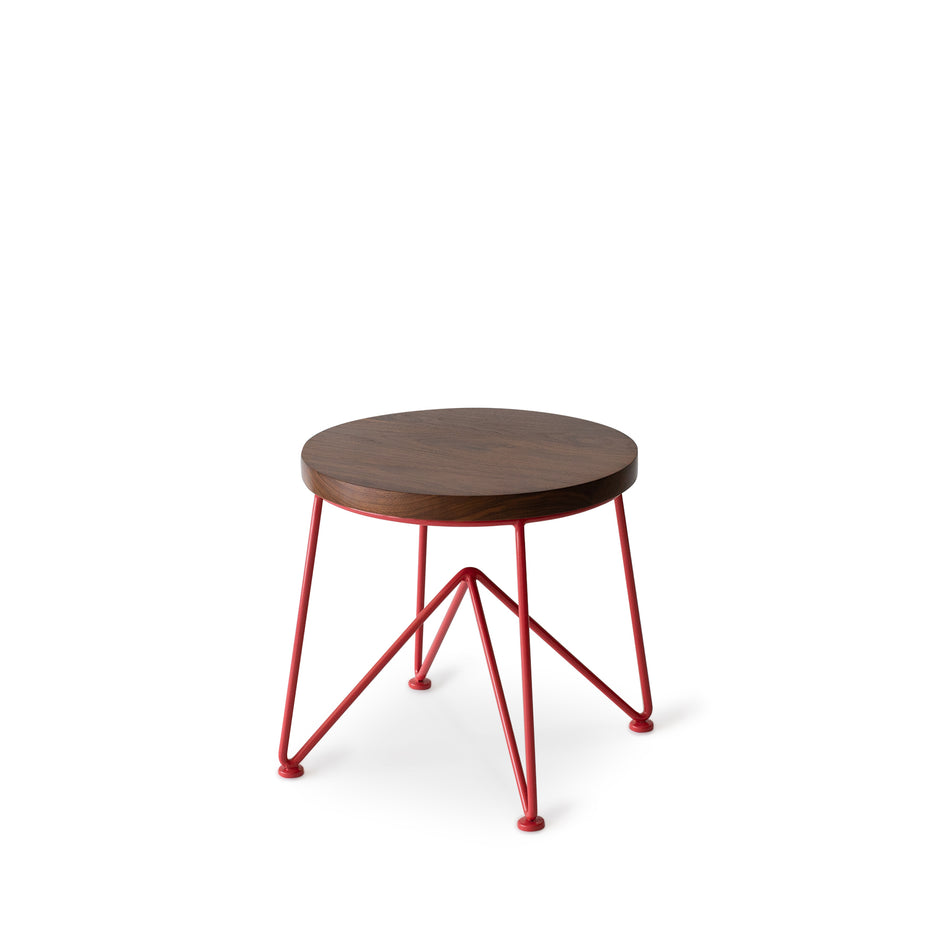Walnut Stool with Strawberry Red Base Image 1