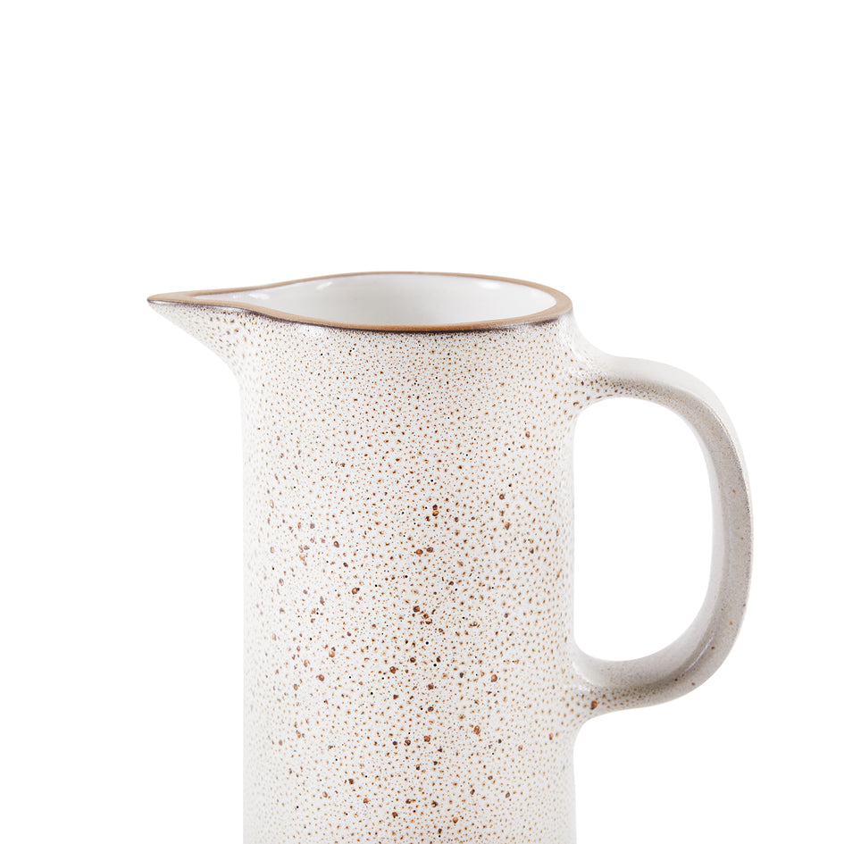 Small Pitcher in Opaque White and Matte Brown Image 3