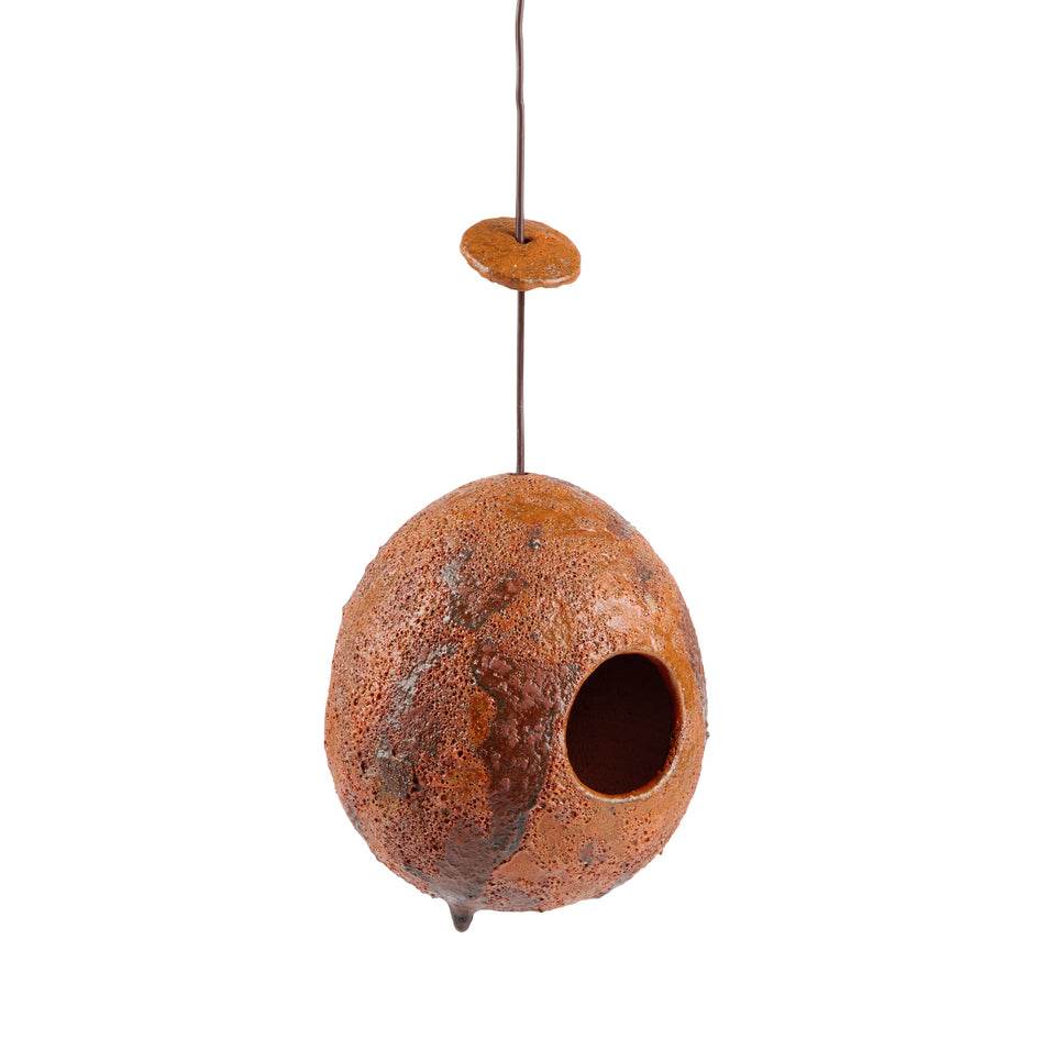 Ceramic Birdhouse in Orange Image 1