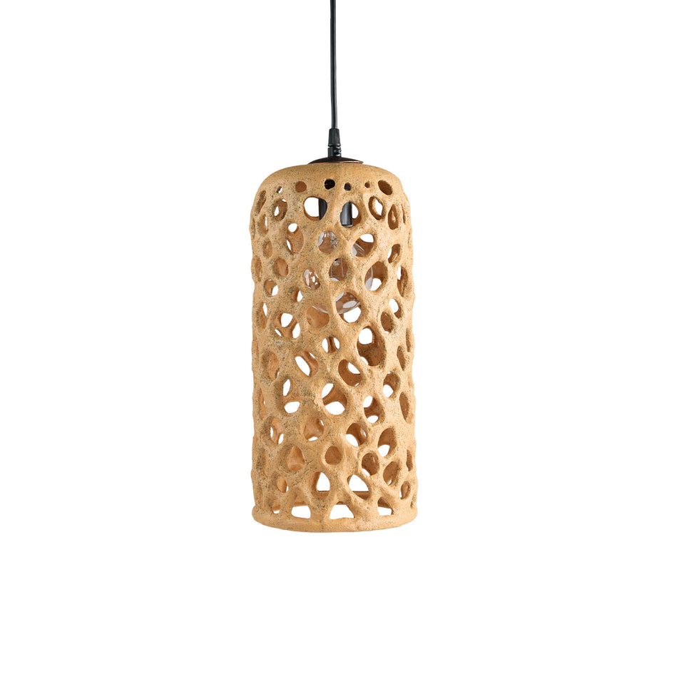 Large Cylinder Hanging Lantern in Tan Image 1