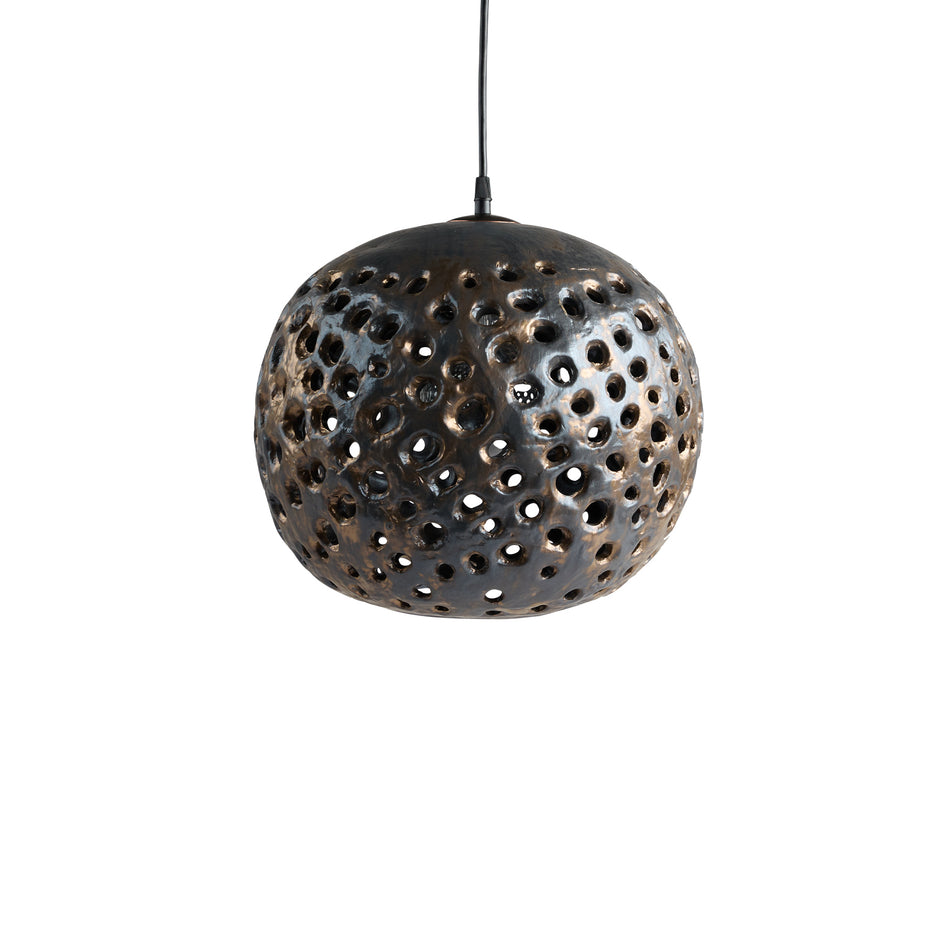 14" Ceramic Hanging Lantern in Bronze Image 1