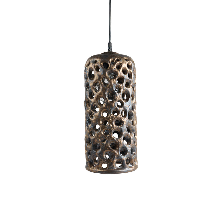 Large Cylinder Hanging Lantern in Bronze Image 1