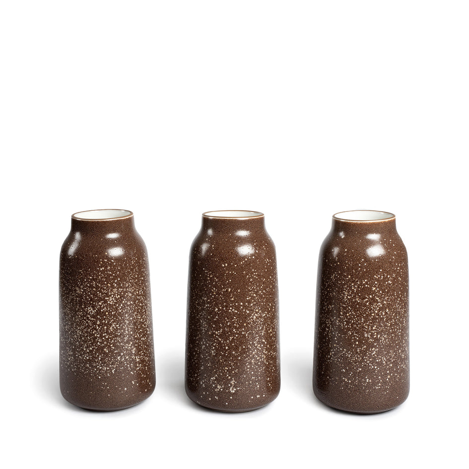 Tall Vase in Matte Brown and Opaque White Image 2