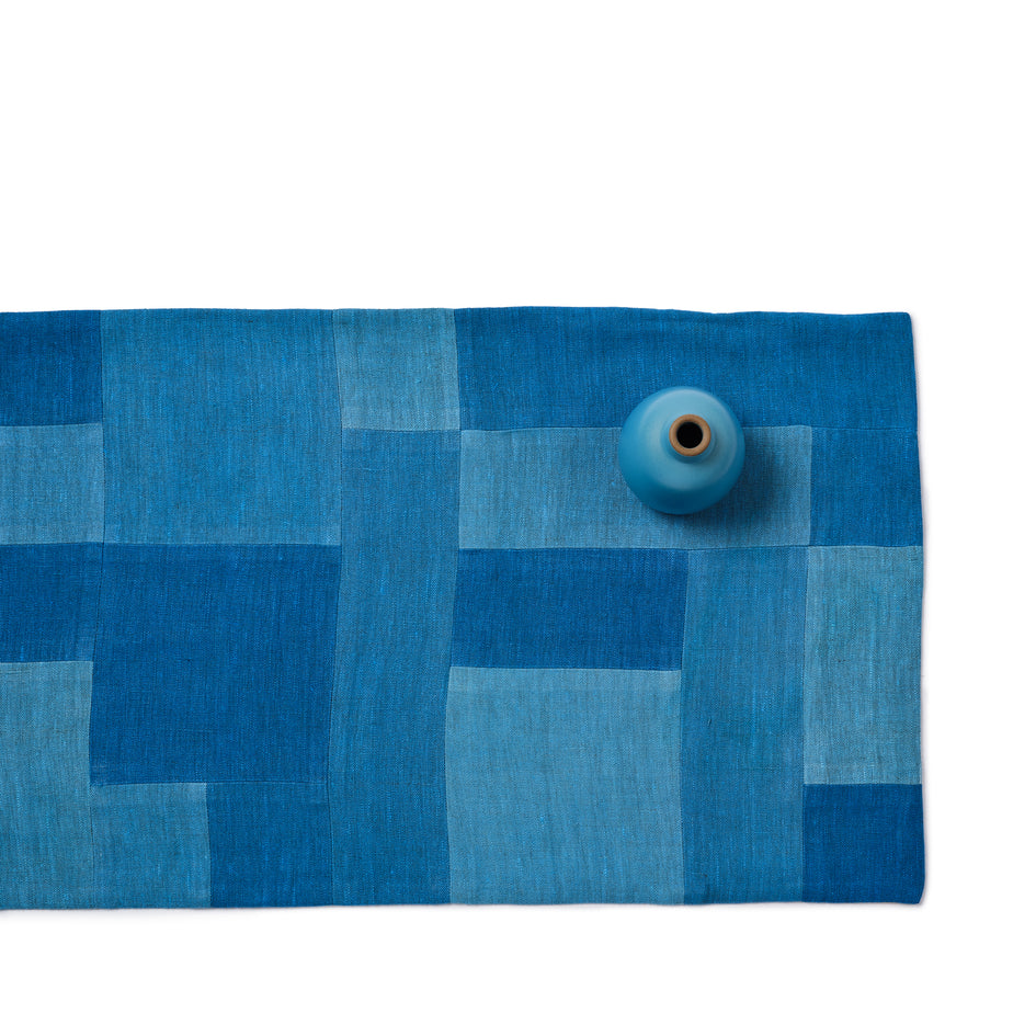 Patchwork Runner in Cyan Image 1