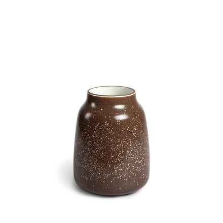 Wide Vase in Matte Brown and Opaque White
