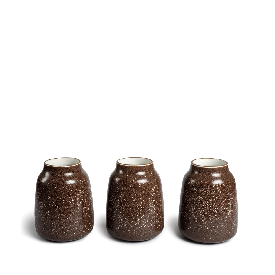 Wide Vase in Matte Brown and Opaque White Image 2
