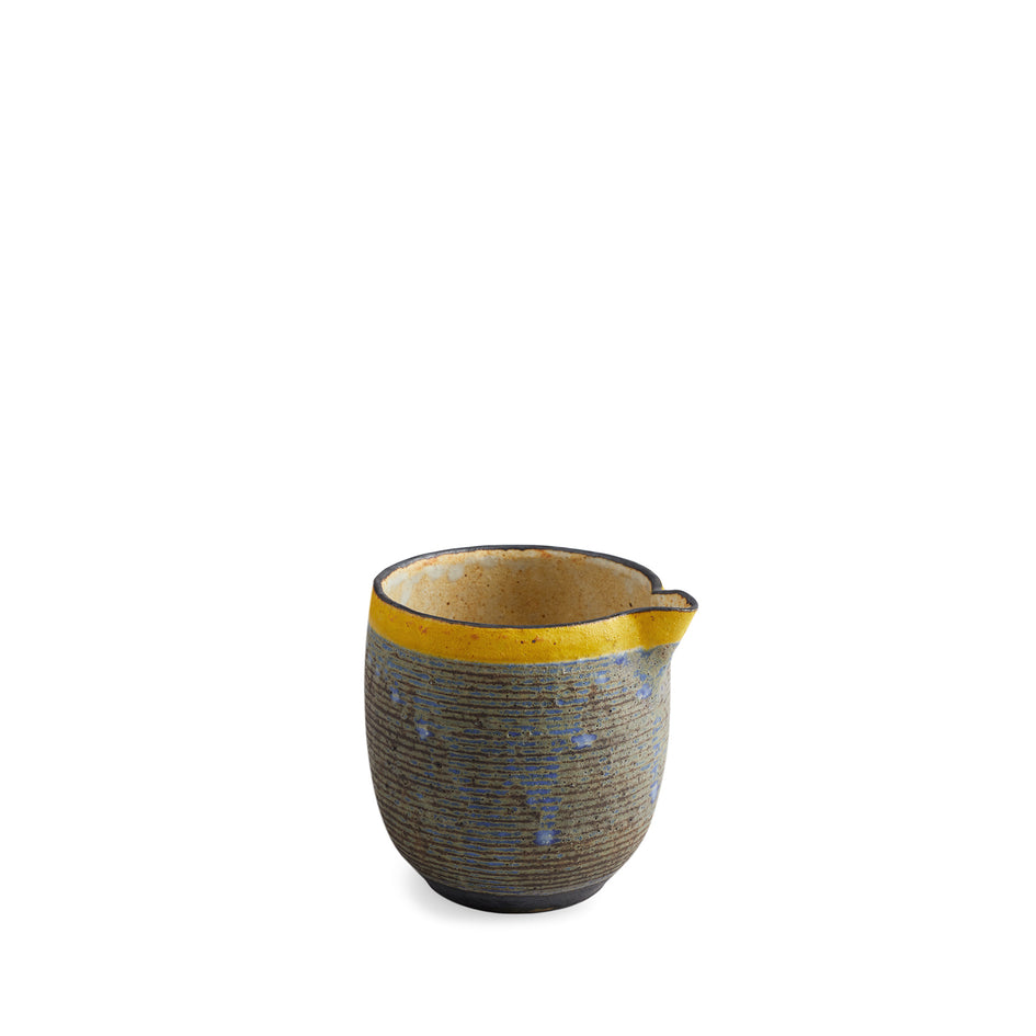 #58 Small Pitcher in Indigo with Yellow Ring Image 1